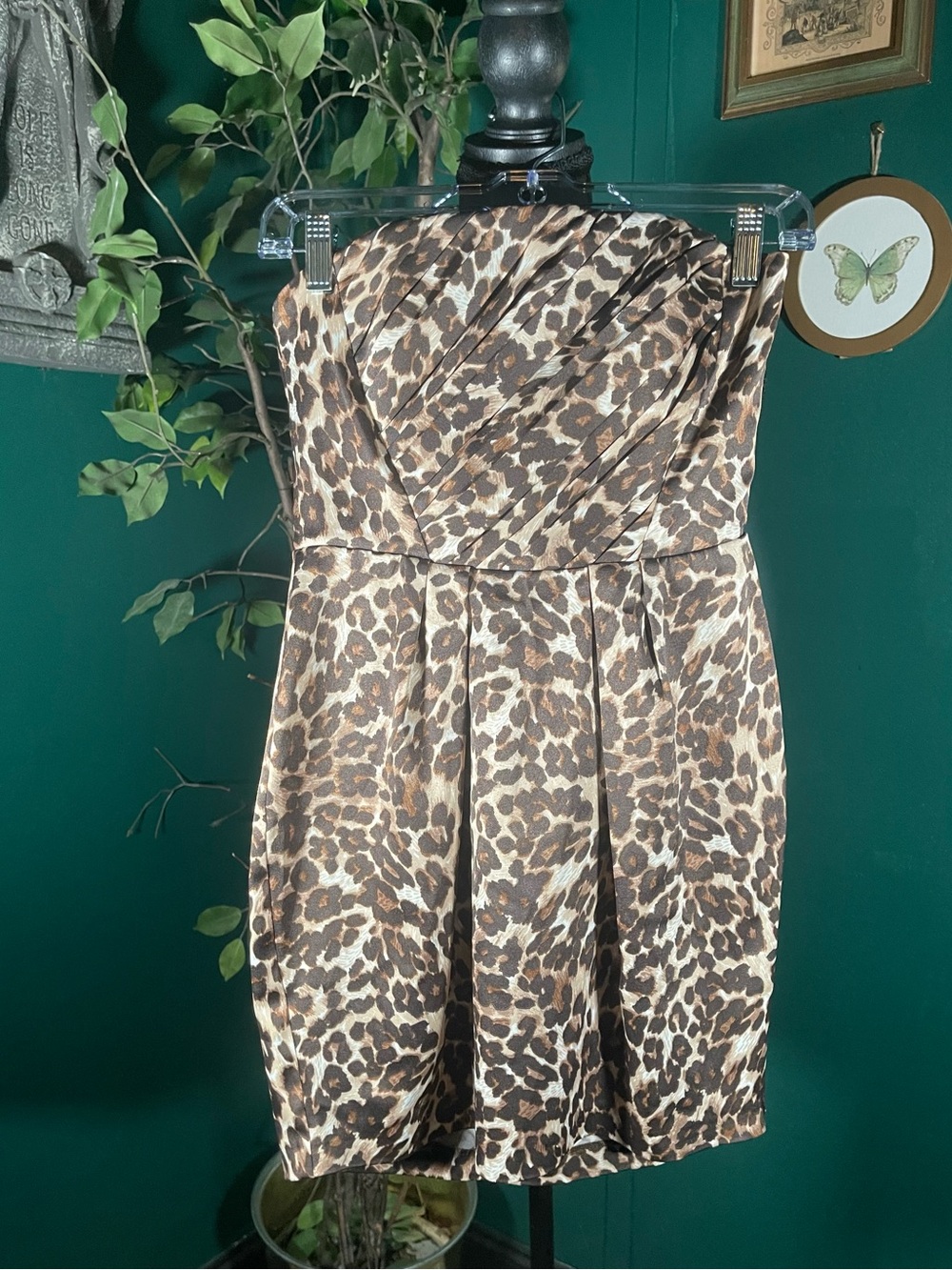 Naven Strapless Leopard-Print Cocktail Dress in Brown and Cream